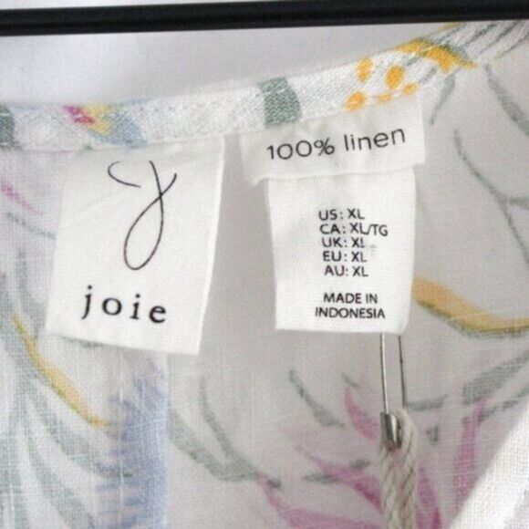 NWT Joie 100% Linen Shift Lightweight Floral Dress Flutter Sleeves Extra Large - Picture 4 of 4